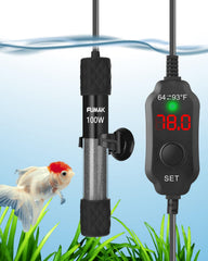 FUMAK 100W short aquarium heater with LED display for precise temp control in 10-20 gallon tanks.