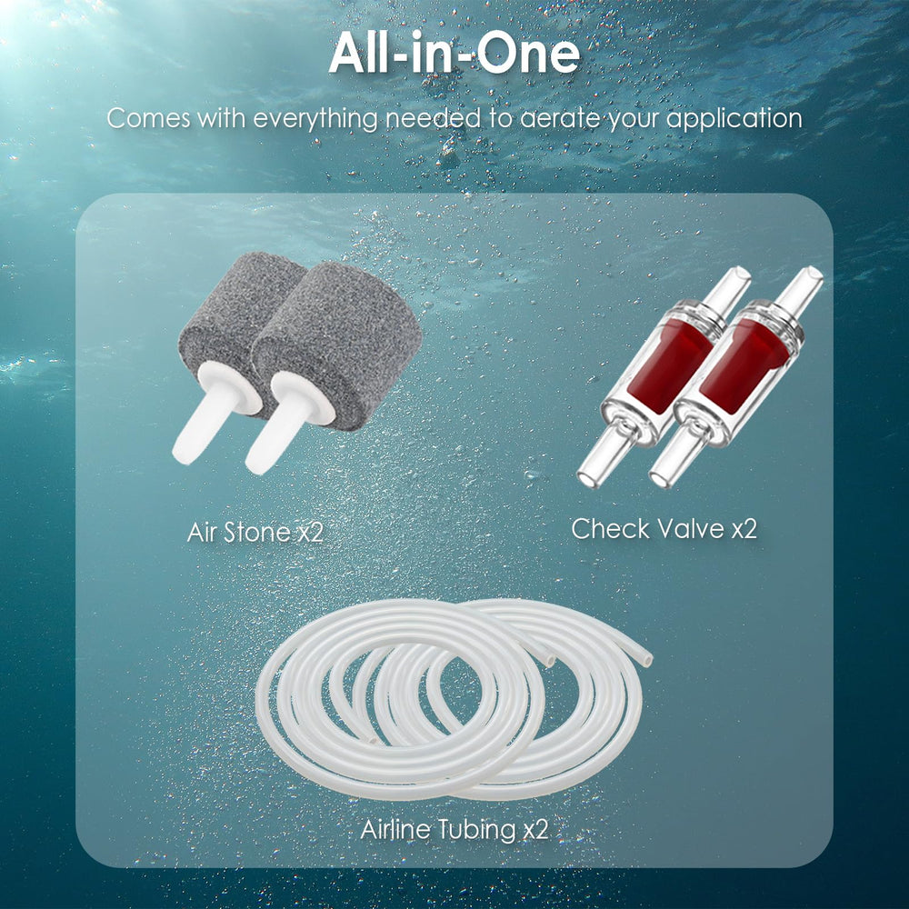 FUMAK all-included accessories pack for immediate setup with tubing, stones, and valves.