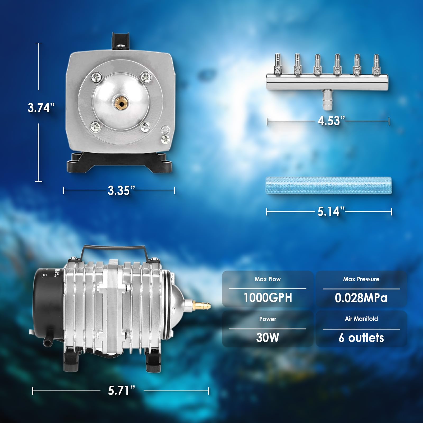 FUMAK aquarium aerator provides steady bubbles for fish health.