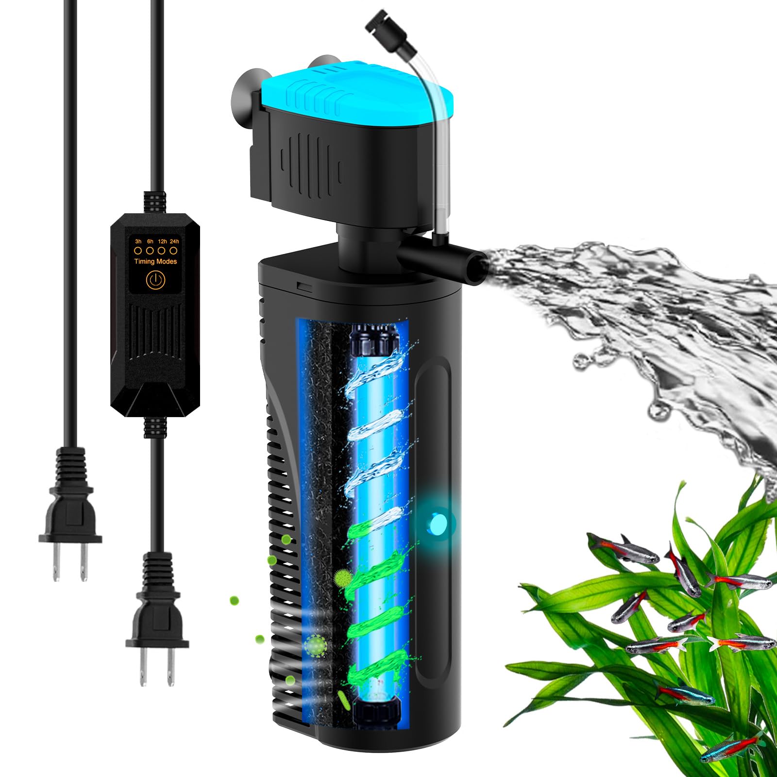 FUMAK aquarium filter aeration system delivers enhanced oxygenation for active fish and plants.