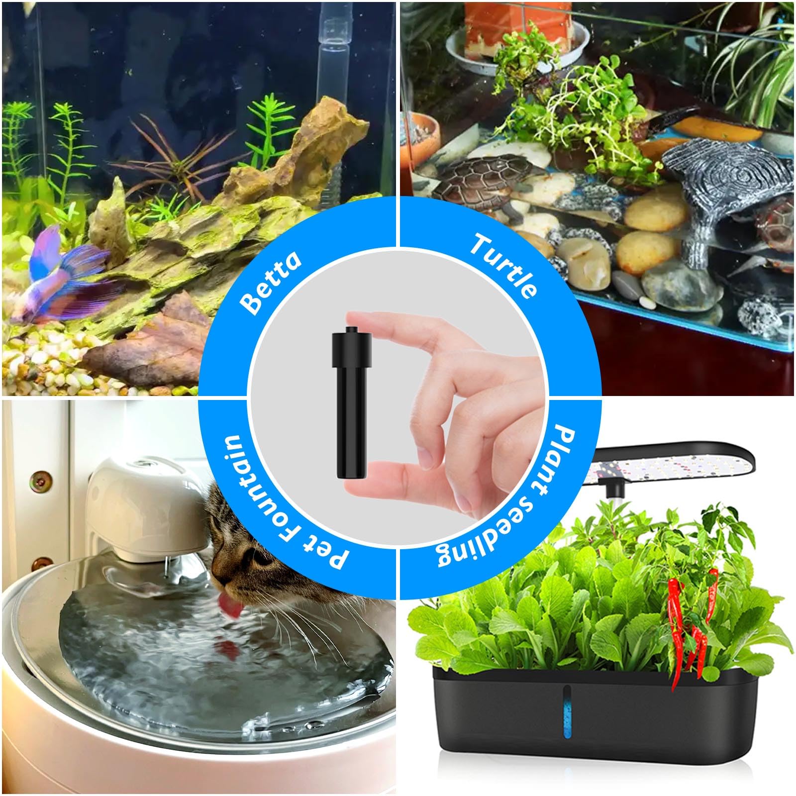 FUMAK compact betta nano-tank setup image illustrates space-saving design and efficient warm environment.