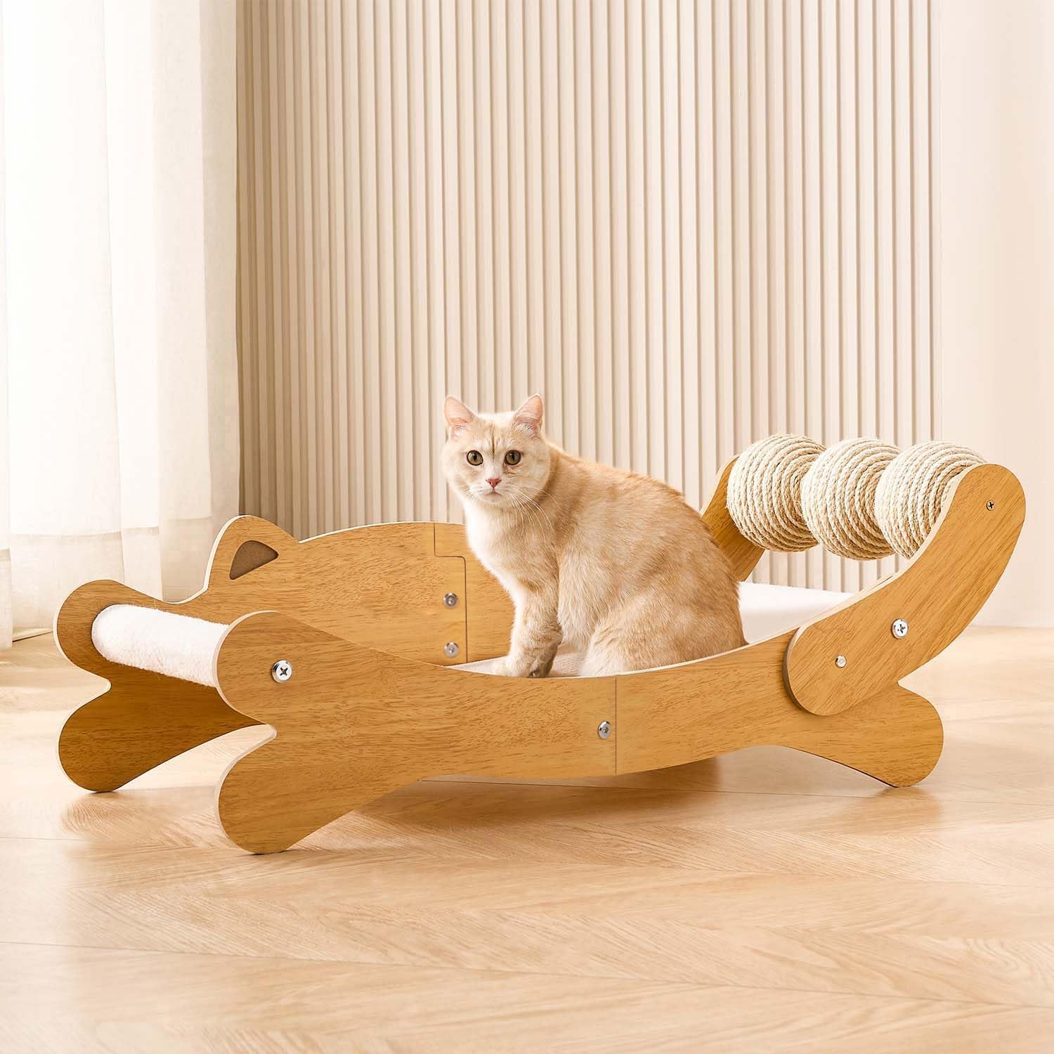 FUNACAY cat scratch pad bed lounge shows roomy space for scratching and resting.