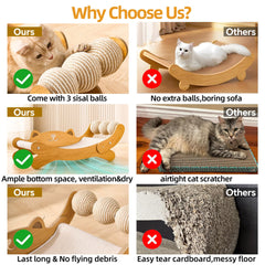 FUNACAY large indoor cat scratcher offers ample lounging and stretching room.