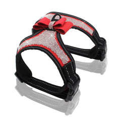FUNAT reflective dog harness rhinestone side view for stylish night walks.