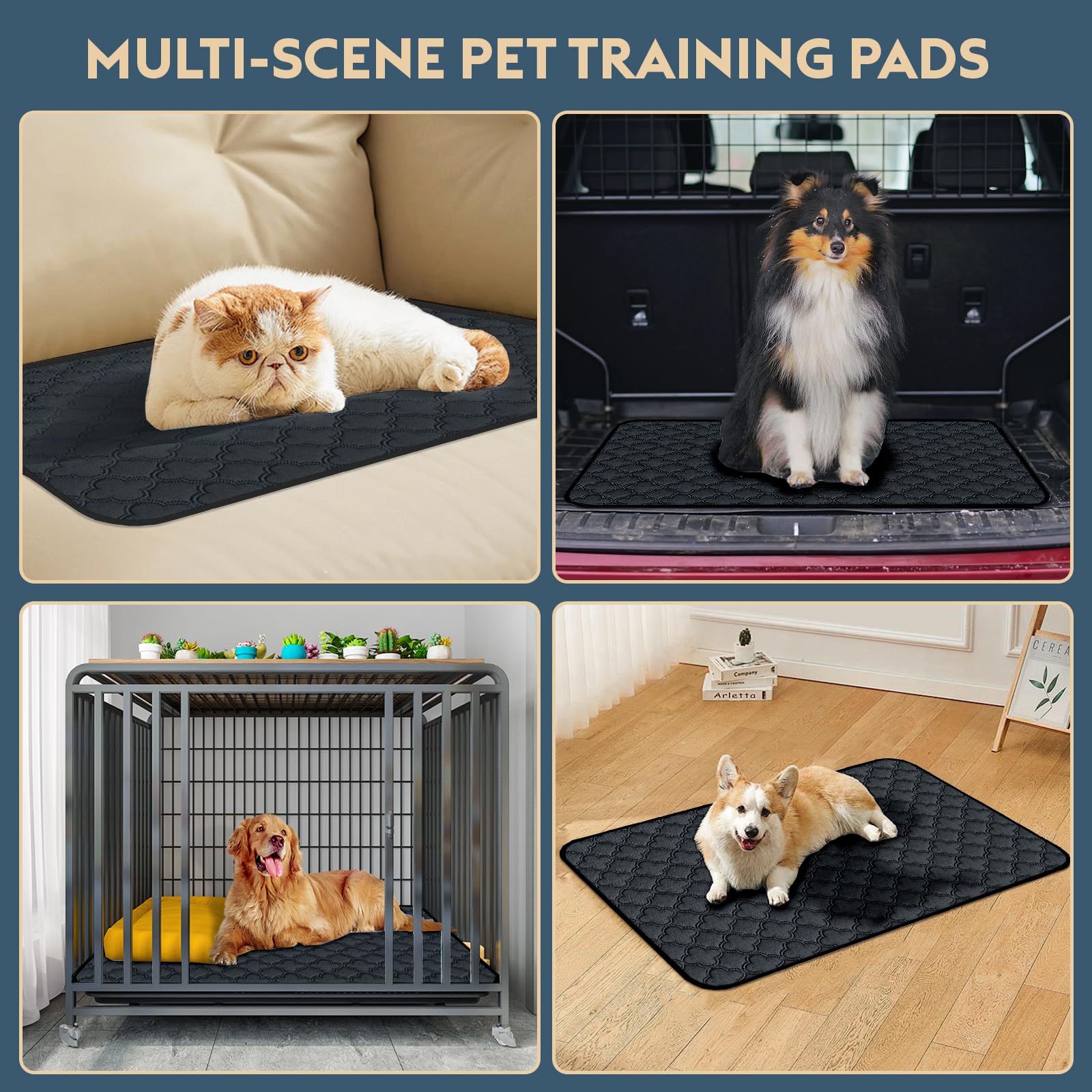 FunFurry dog paw shape backing demonstrates secure fit across crates and floors.