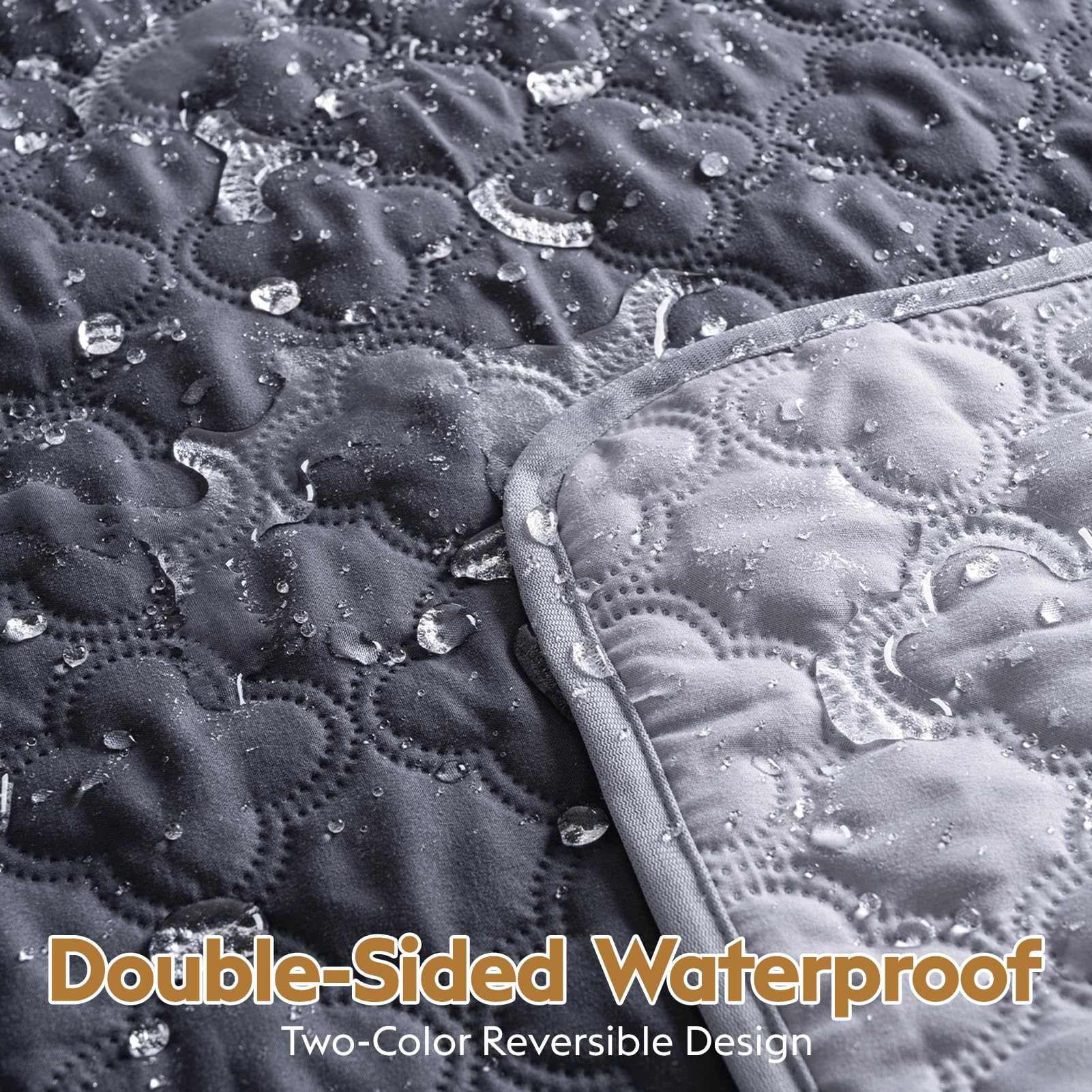FunFurry double-sided blanket with light side blends with decor while protecting upholstery.