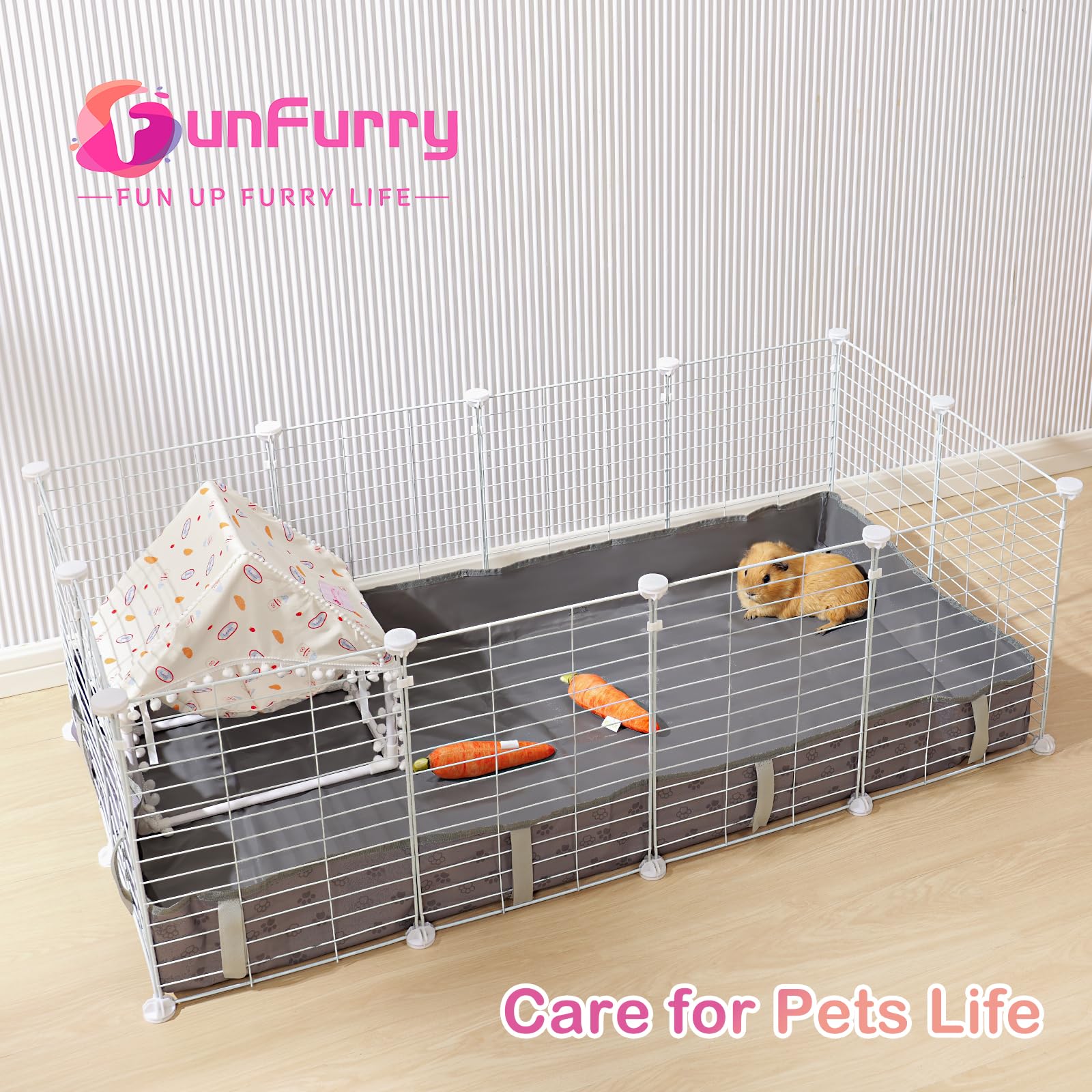 FunFurry interior dark-gray waterproof layer helps keep bedding drier.