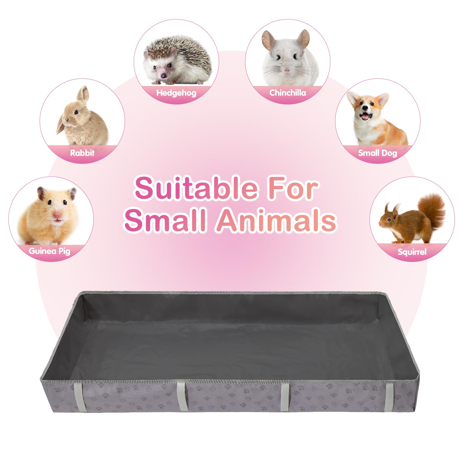 FunFurry paw-pattern exterior blends with home decor for small-animal setups.