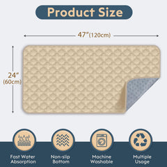 FunFurry pee pad 24x47 cream close-up highlighting high-density absorption for dry bedding.