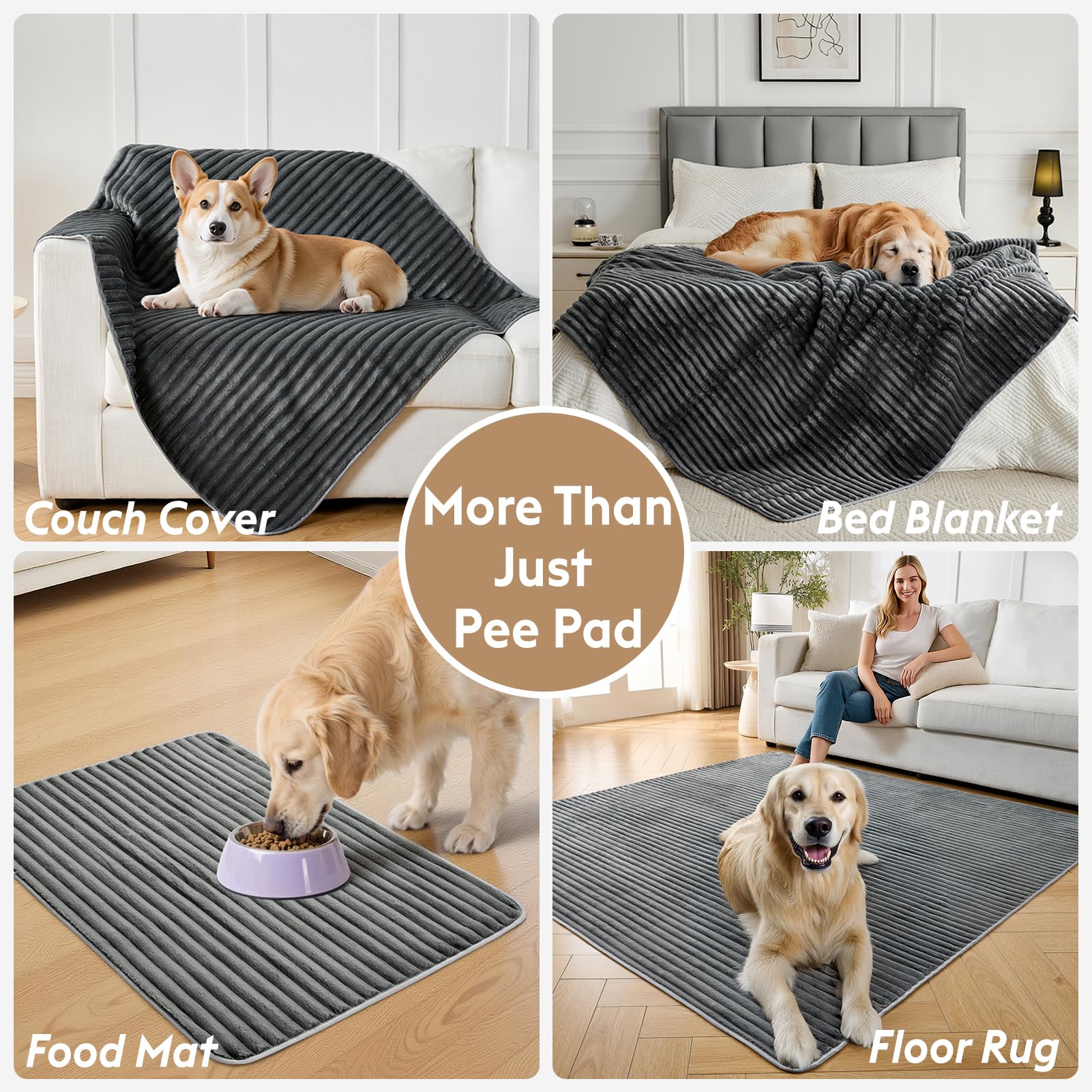 FunFurry waterproof-back pad protects floors from moisture in daily use.