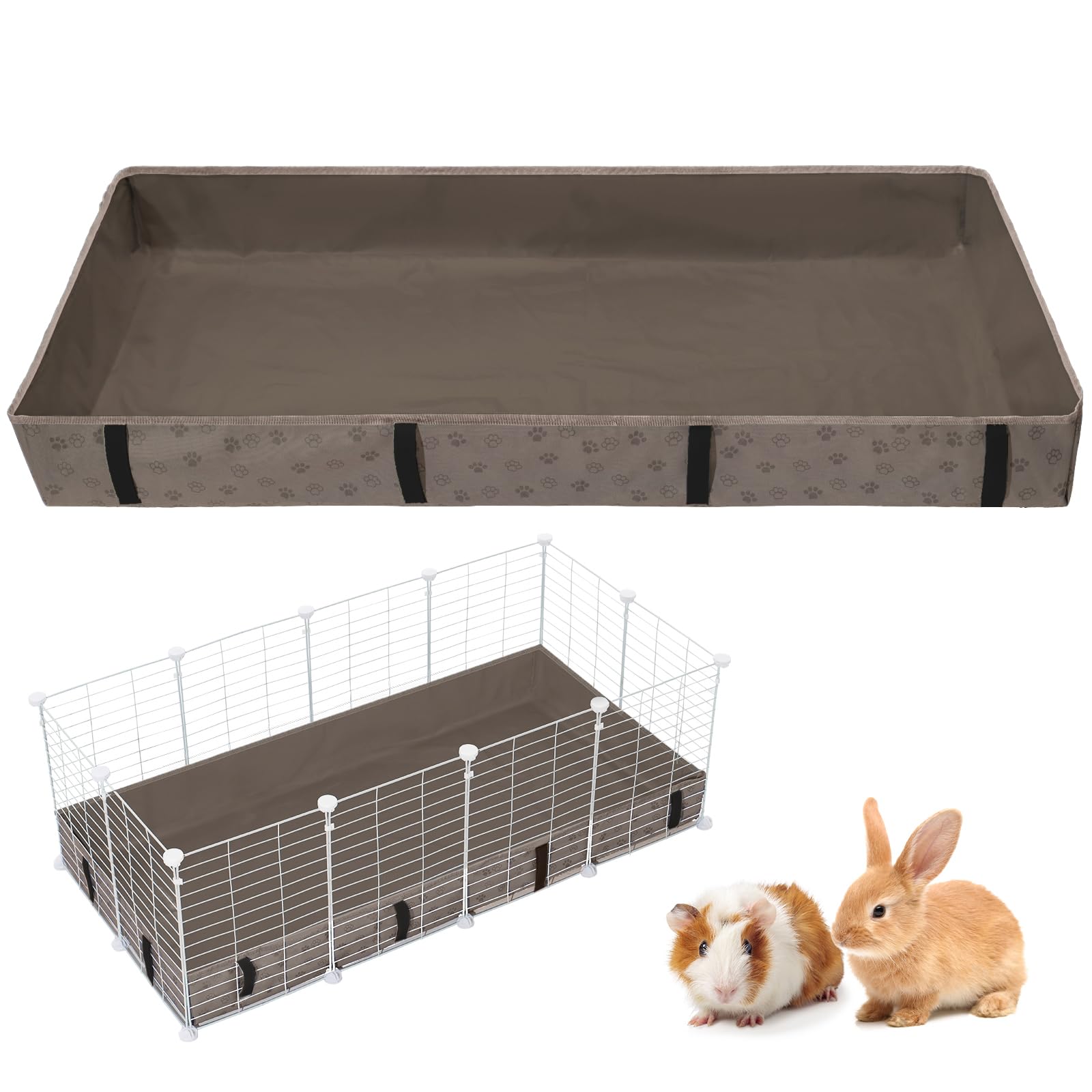 FunFurry waterproof guinea pig cage liner material close-up showing durable coating for clean floors.
