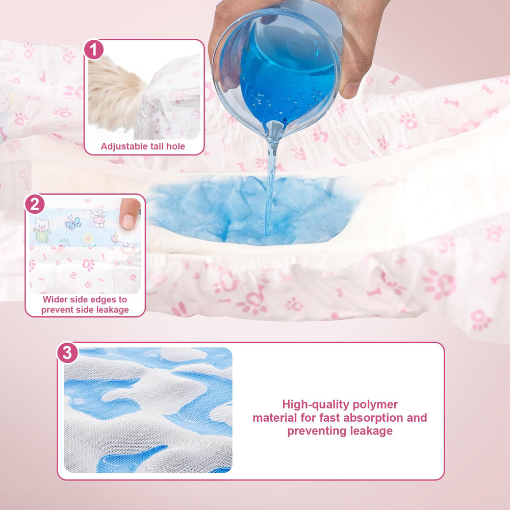 FUNLIYING pink disposable dog diapers in easy-change setup.