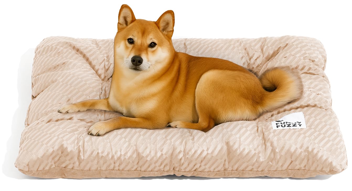Funny Fuzzy 2-in-1 dog crate bed pad plush side for cozy warmth during naps