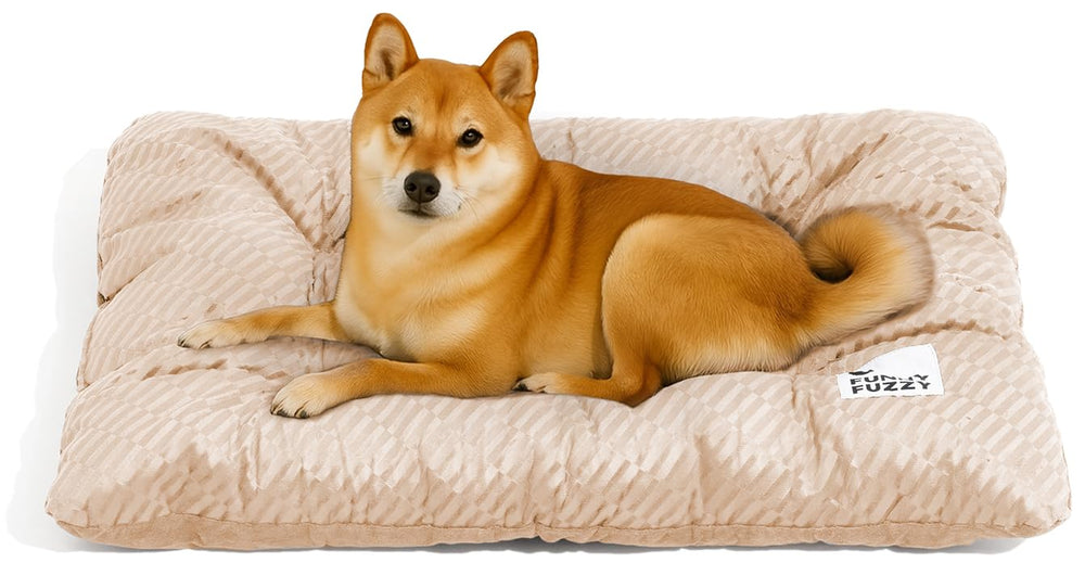 Funny Fuzzy 2-in-1 dog crate bed pad plush side for cozy warmth during naps