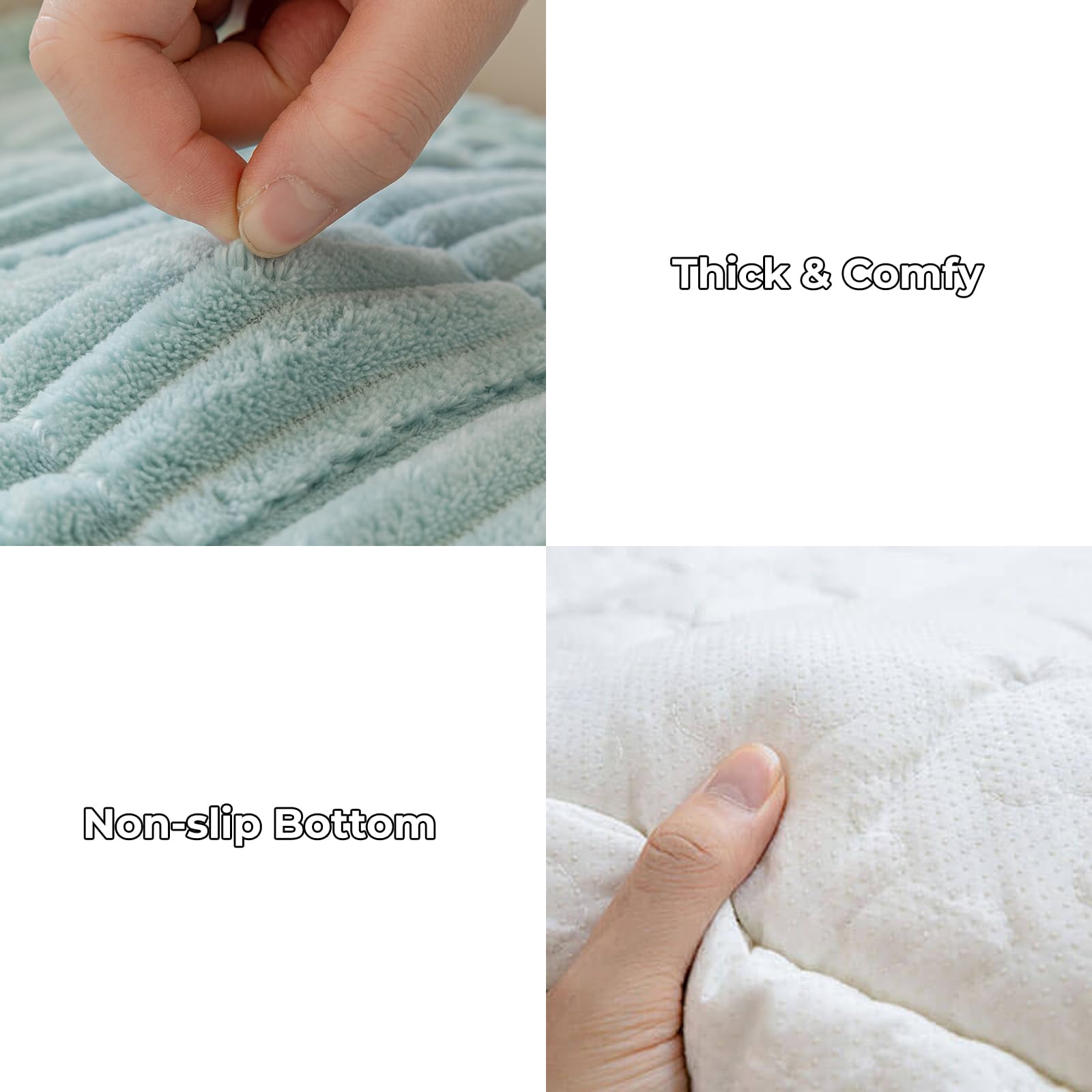 Funny Fuzzy couch cover on sofa showing anti-stain and hair-repellent surface.