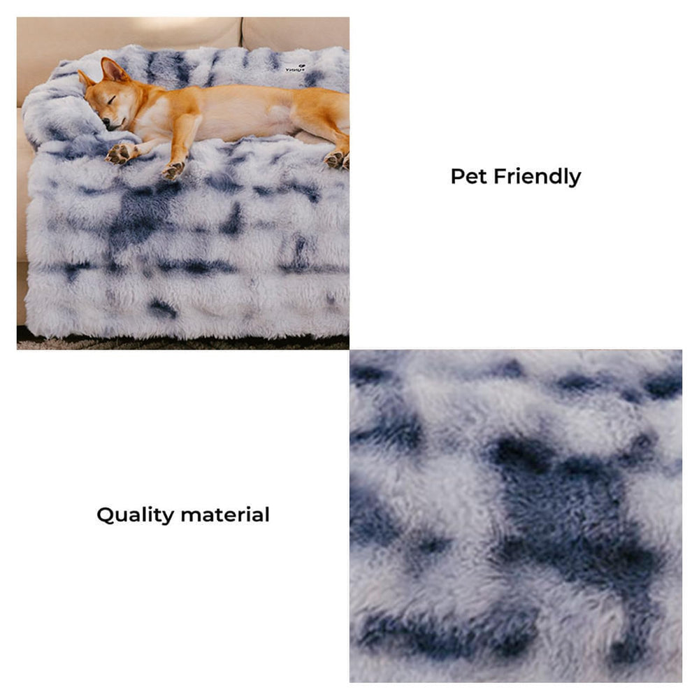 Funny Fuzzy couch cover protects sofa and hides pet hair while adding cozy warmth.