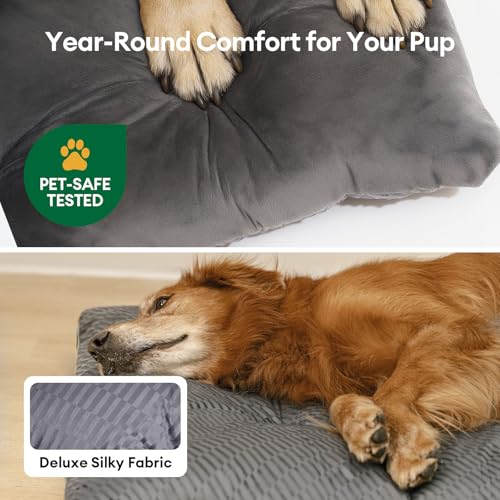 FUNNY FUZZY crate bed reversible fabric side displayed for year-round comfort and heat release.