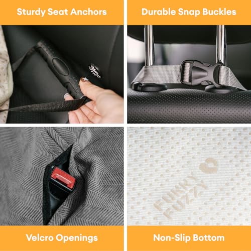 Funny Fuzzy seatbelt openings let you attach a harness for secure trips.