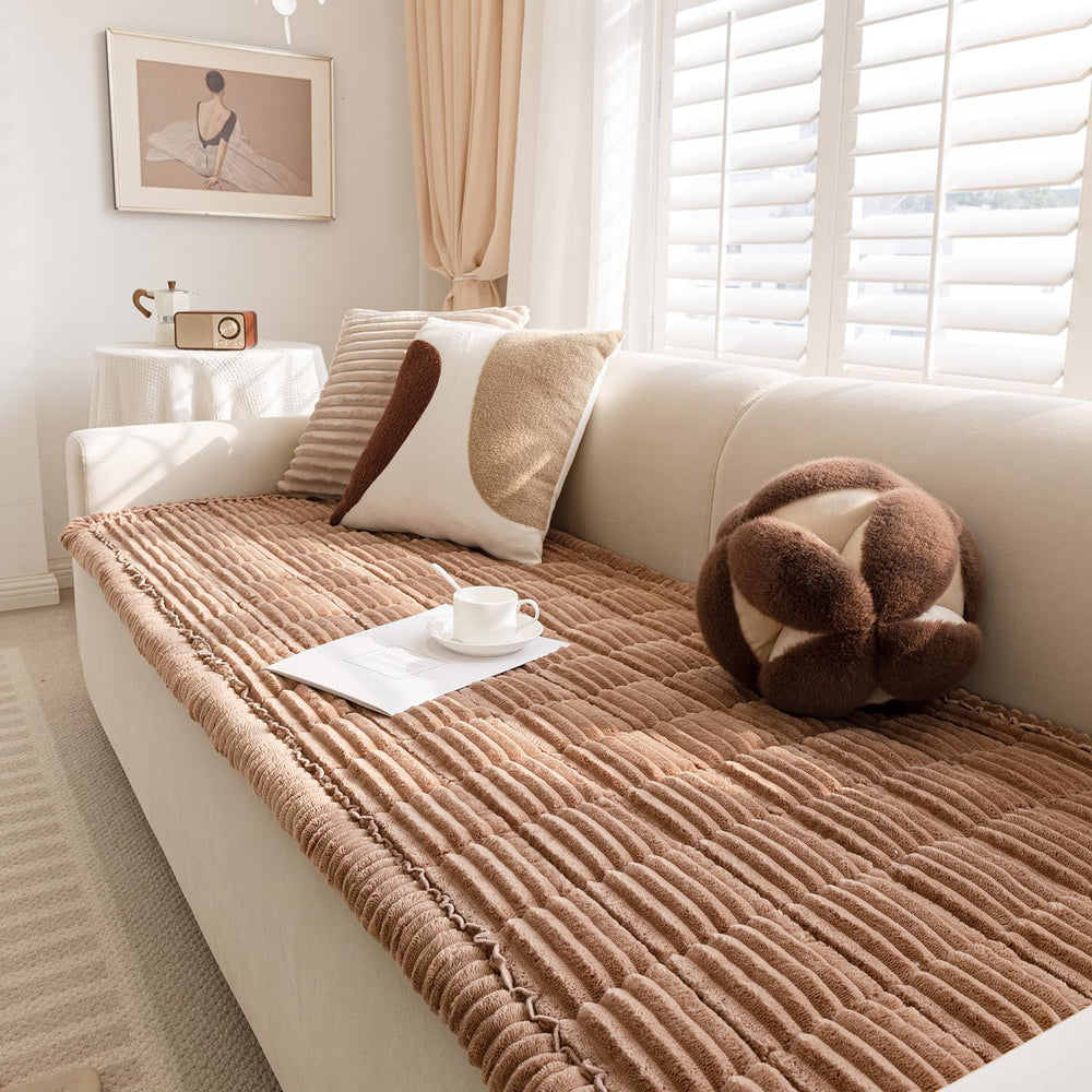 Funny Fuzzy non-slip couch cover stays in place during active pets.