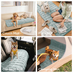FUNNY FUZZY couch cover with non-slip bottom keeps furniture in place.