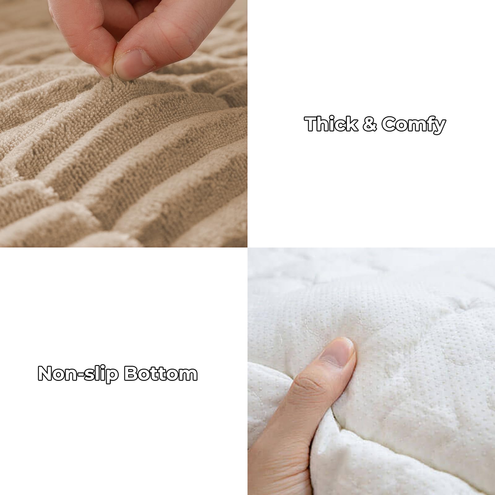 Funny Fuzzy couch cover features a non-slip bottom to stay in place during play.