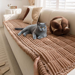 Funny Fuzzy pet couch cover in soft flannel protects sofas while keeping pets cozy.