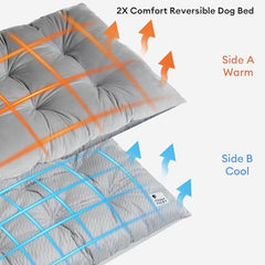 Funny Fuzzy Washable Dog Bed side folded demonstrates portability for travel and crate use.