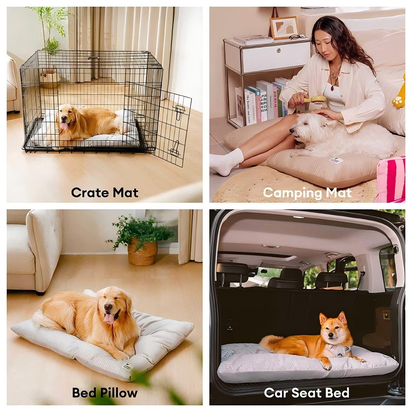 Funny Fuzzy bed mat fits in carrier for versatile on-the-go use.