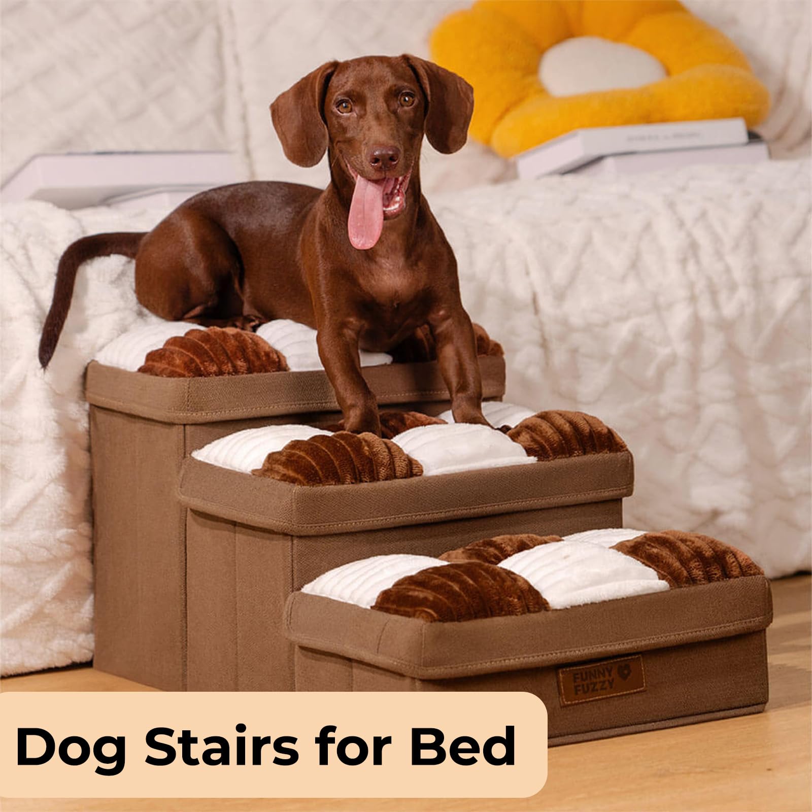 FUNNYFUZZY Dog Stairs chessboard cover adds stylish home integration
