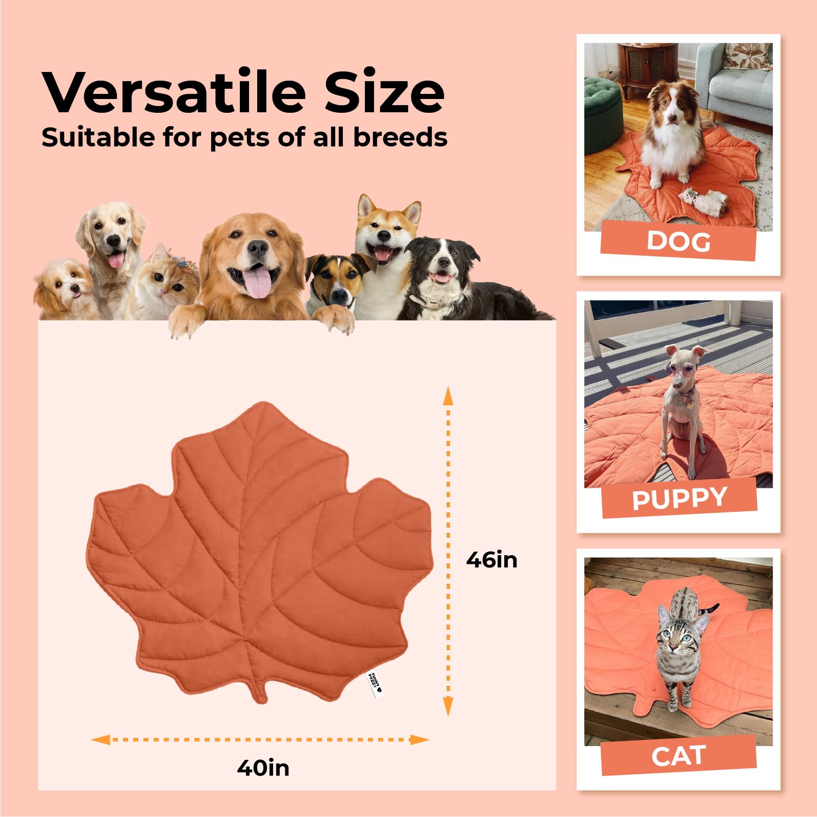 FUNNY FUZZY pink leaf blanket 47x43 protecting bed and furniture.