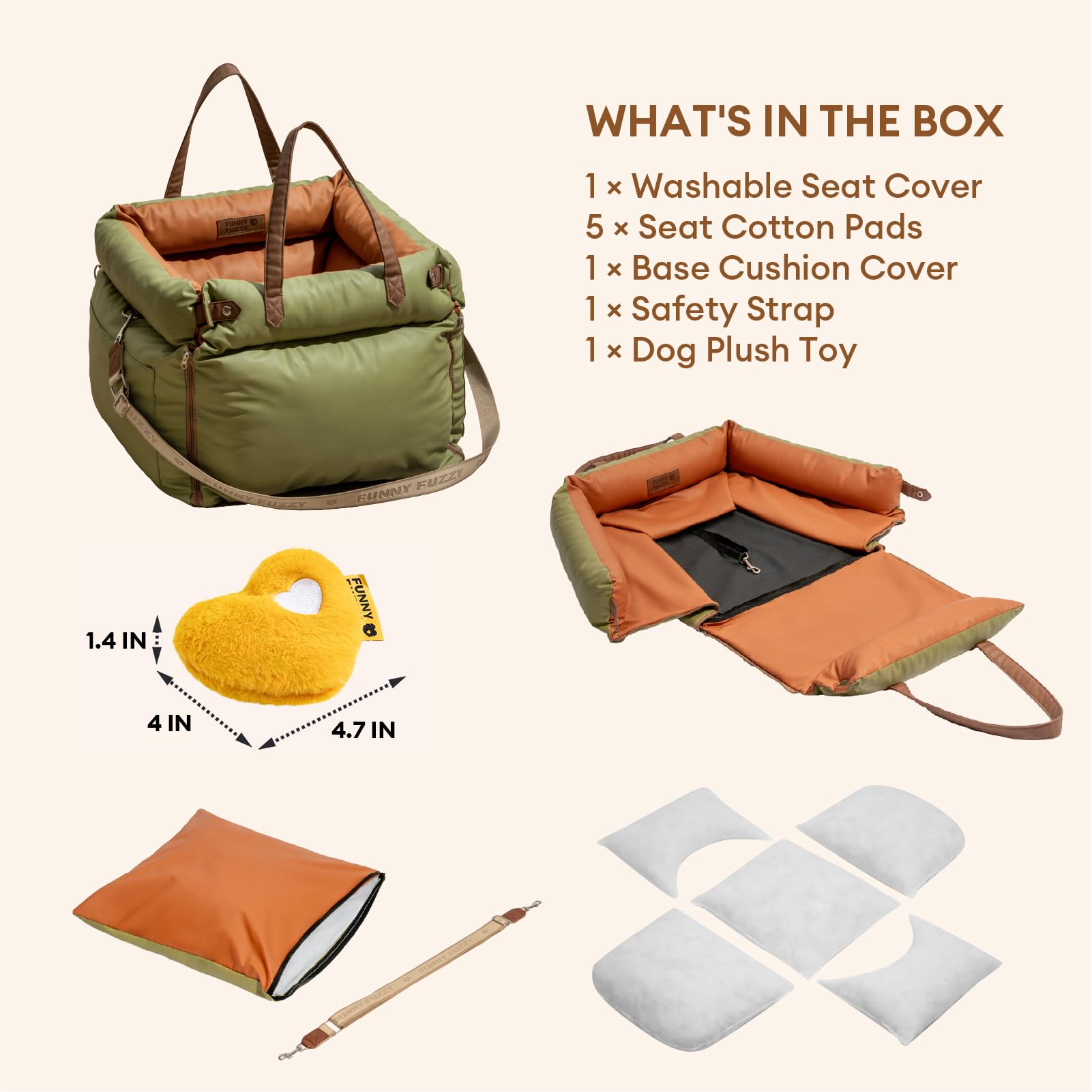 FUNNYFUZZY leather-reinforced handle for easy transport