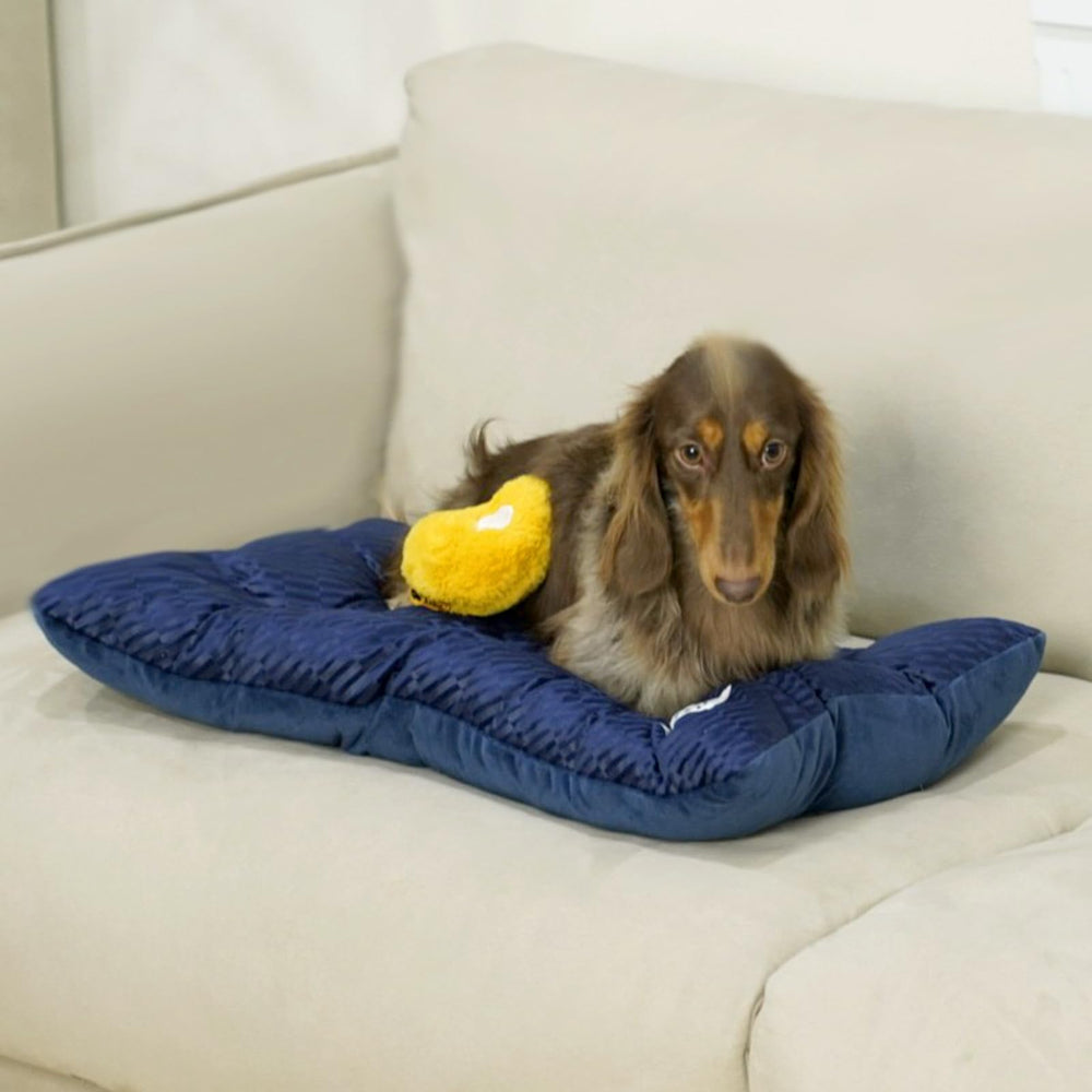 Funny Fuzzy midnight blue mat adds stylish, cozy vibe to home.
