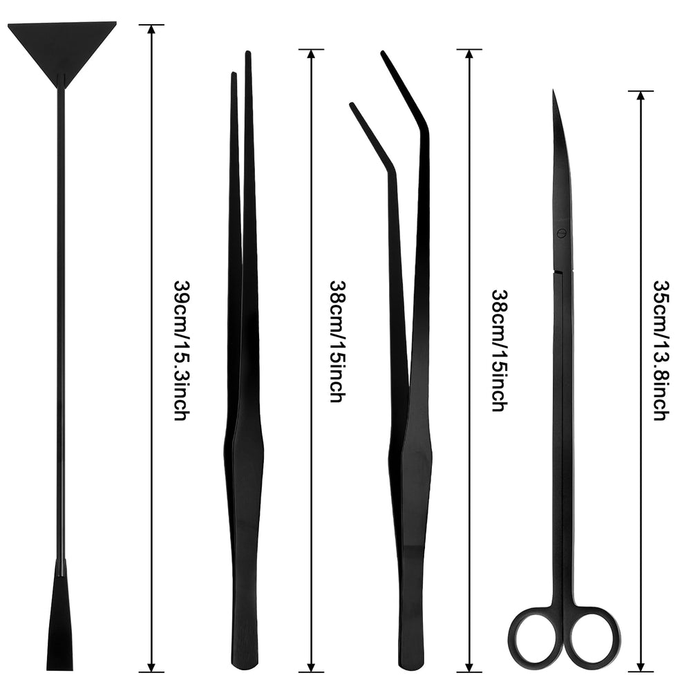 Funnytek 15-inch straight tweezers for delicate plant handling and placement.