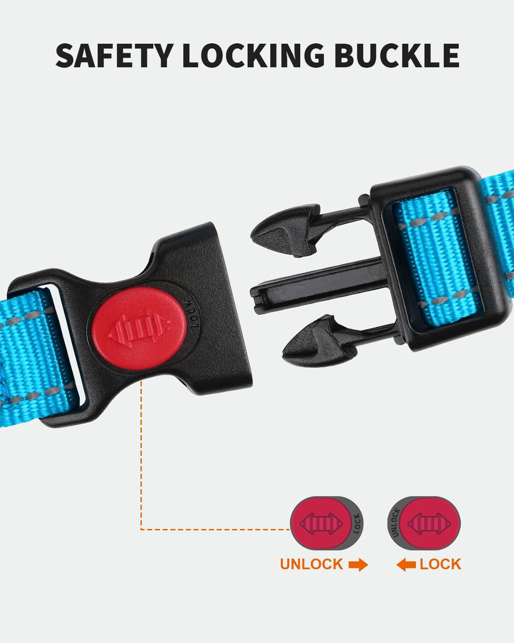 FunTags 5ft double-handle leash sky blue for better guide through crowds.