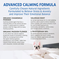 Fur Belly Hemp Calming Chews ingredients photo featuring Passionflower, Valerian, L-Tryptophan.