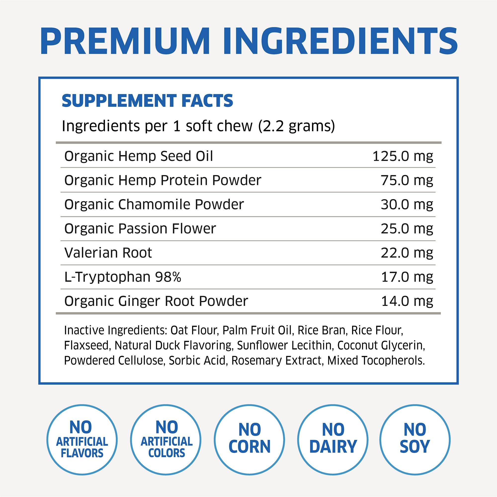 Fur Belly Hemp Calming Chews US-made label indicating high-quality, vet-approved production.