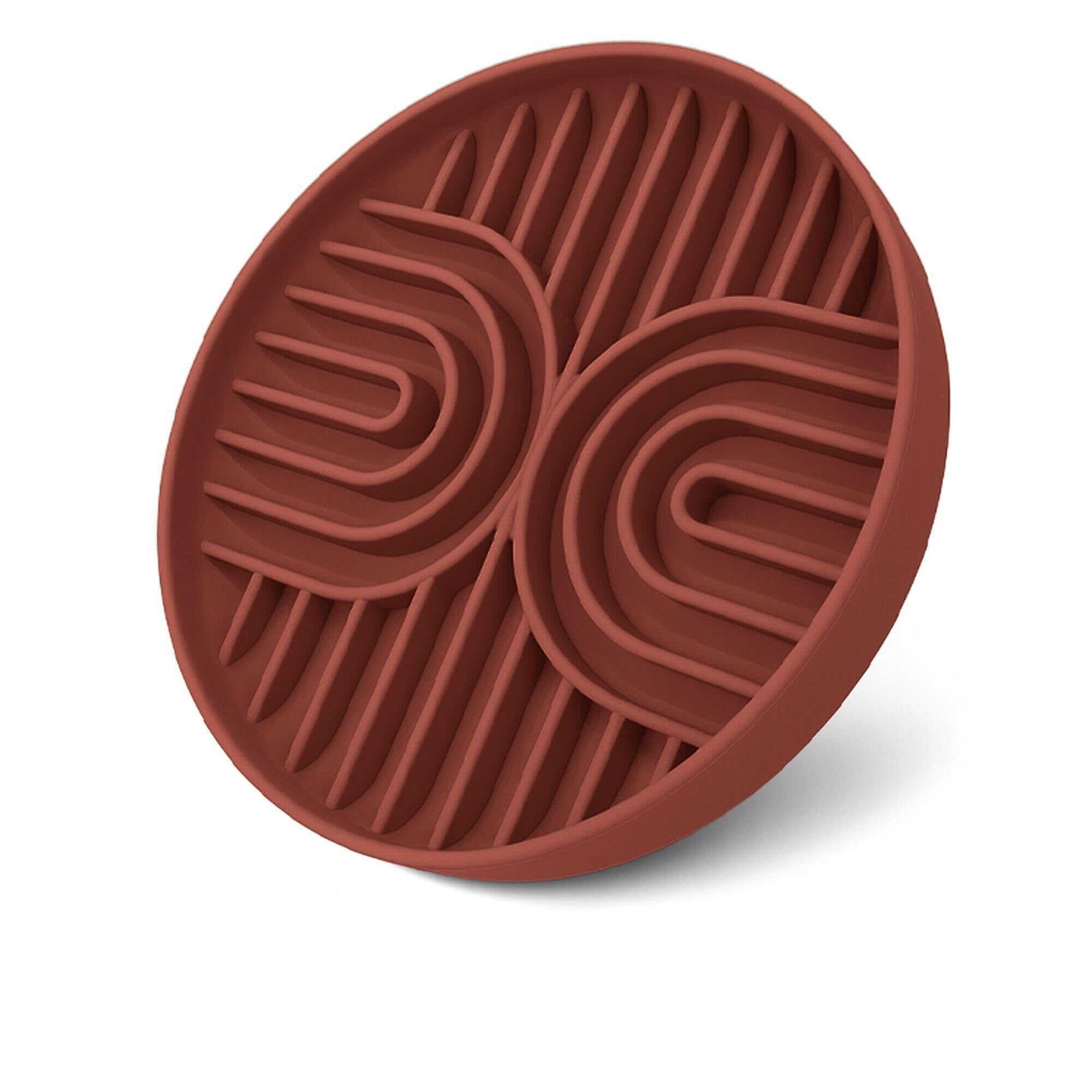 Fur-Brained slow feeder bowl mocha closeup highlighting the maze interior