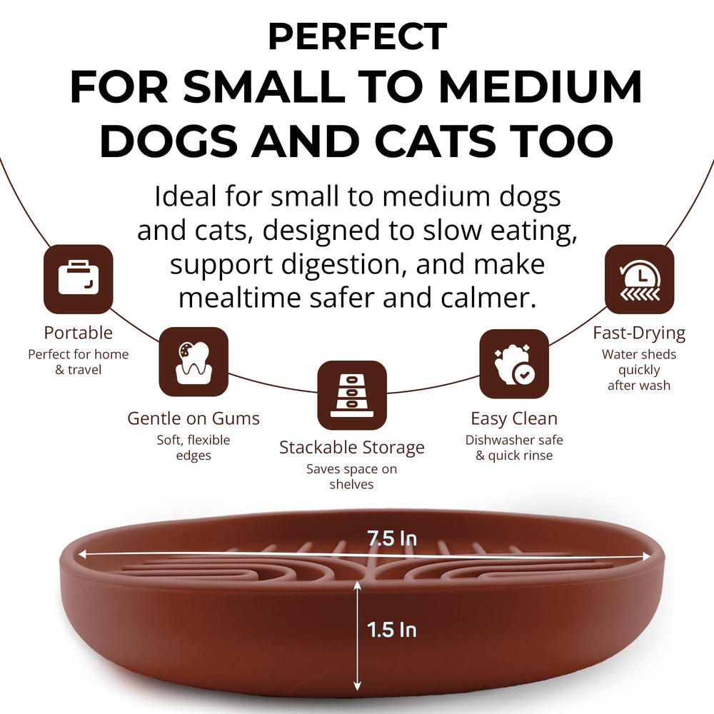 Fur-Brained slow feeder bowl mocha non-slip base in action