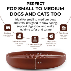 Fur-Brained slow feeder bowl mocha non-slip base in action