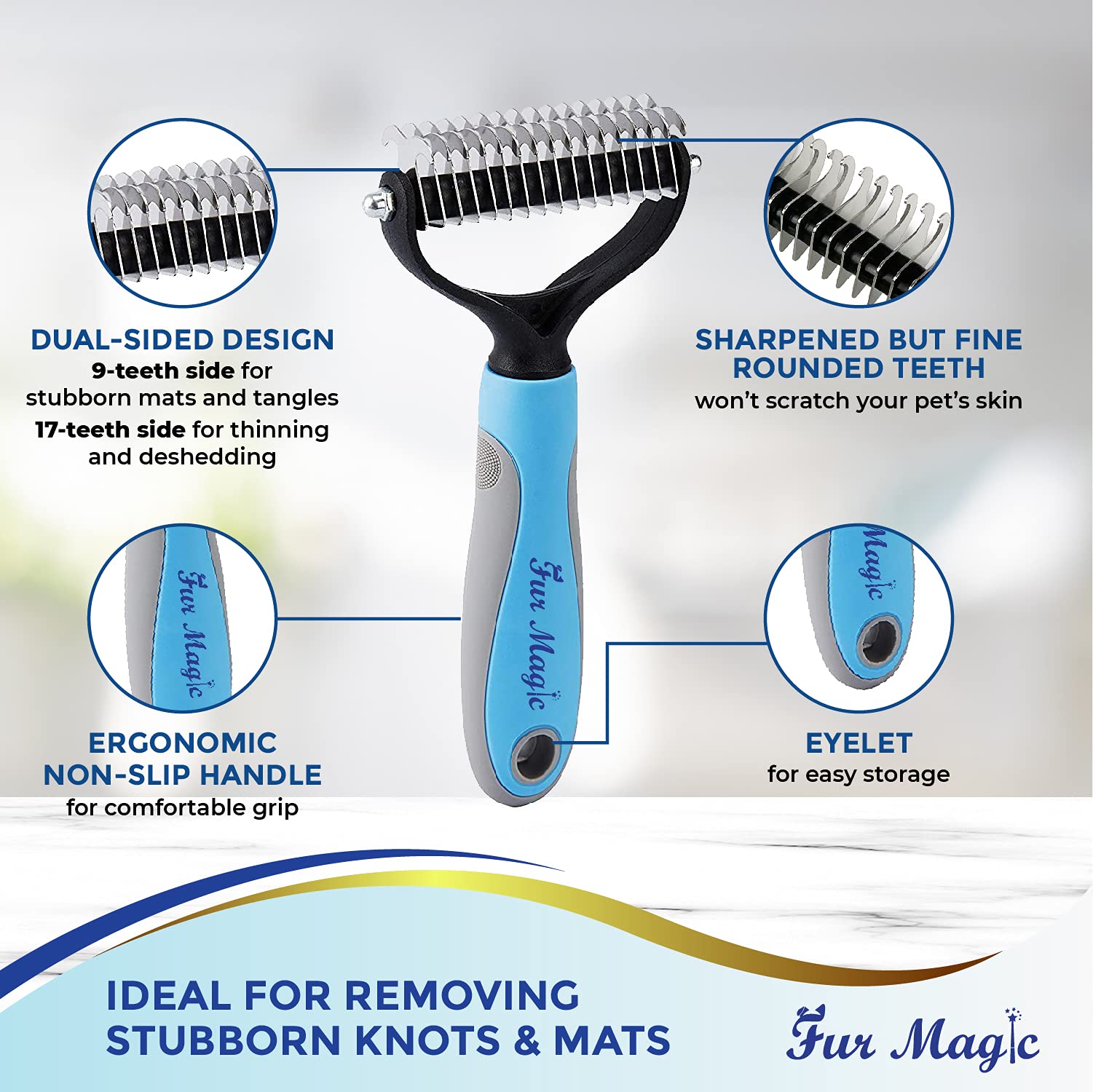 Fur Magic stainless steel blades delivering precise, gentle coat grooming