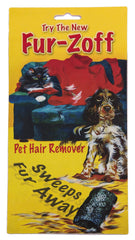 Fur-Zoff Pet Hair Remover on car seats removes fur from fabric efficiently.