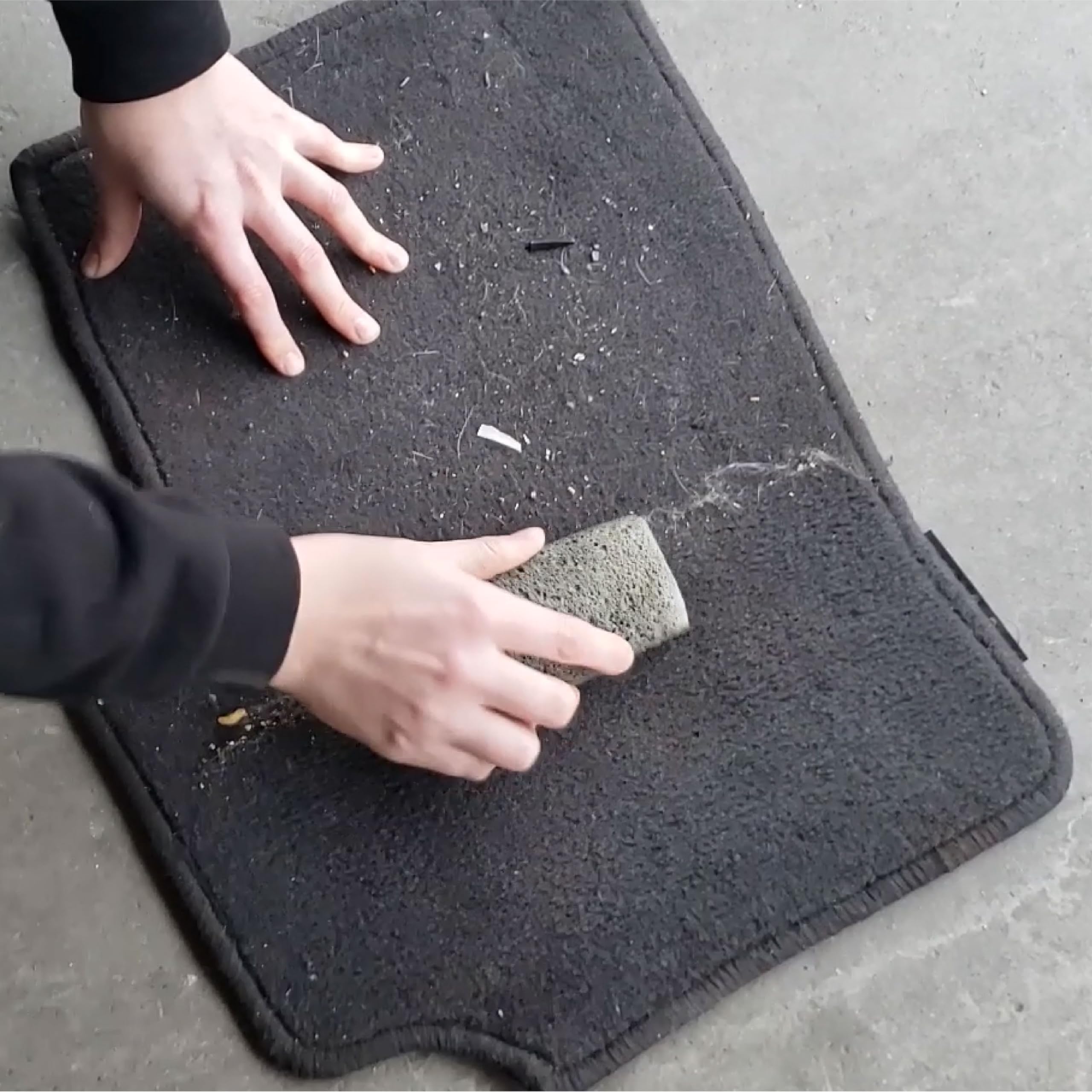 Fur-Zoff Pet Hair Remover on carpet removes embedded fur quickly.