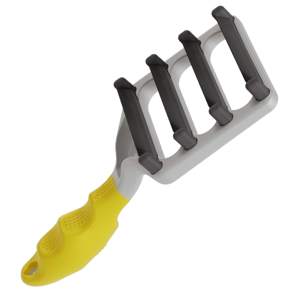 FUR4 deshedding brush top view highlights gentle fur removal for short-haired cats.