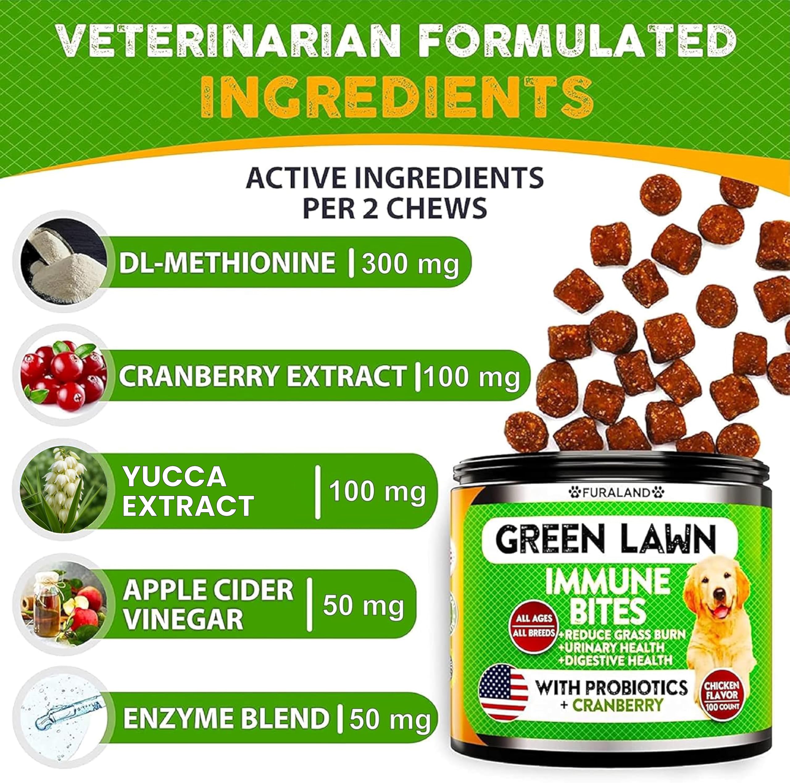 FURALAND DL-Methionine Digestive Enzymes label emphasizing urine balance support and nutrient absorption.