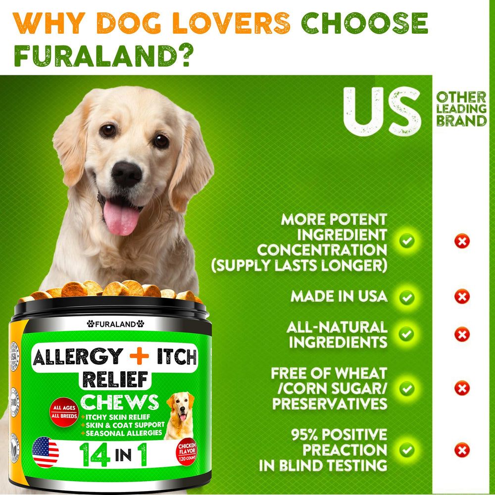 FURALAND Dog Allergy Relief Chews probiotics focus, supports digestion and nutrient absorption.