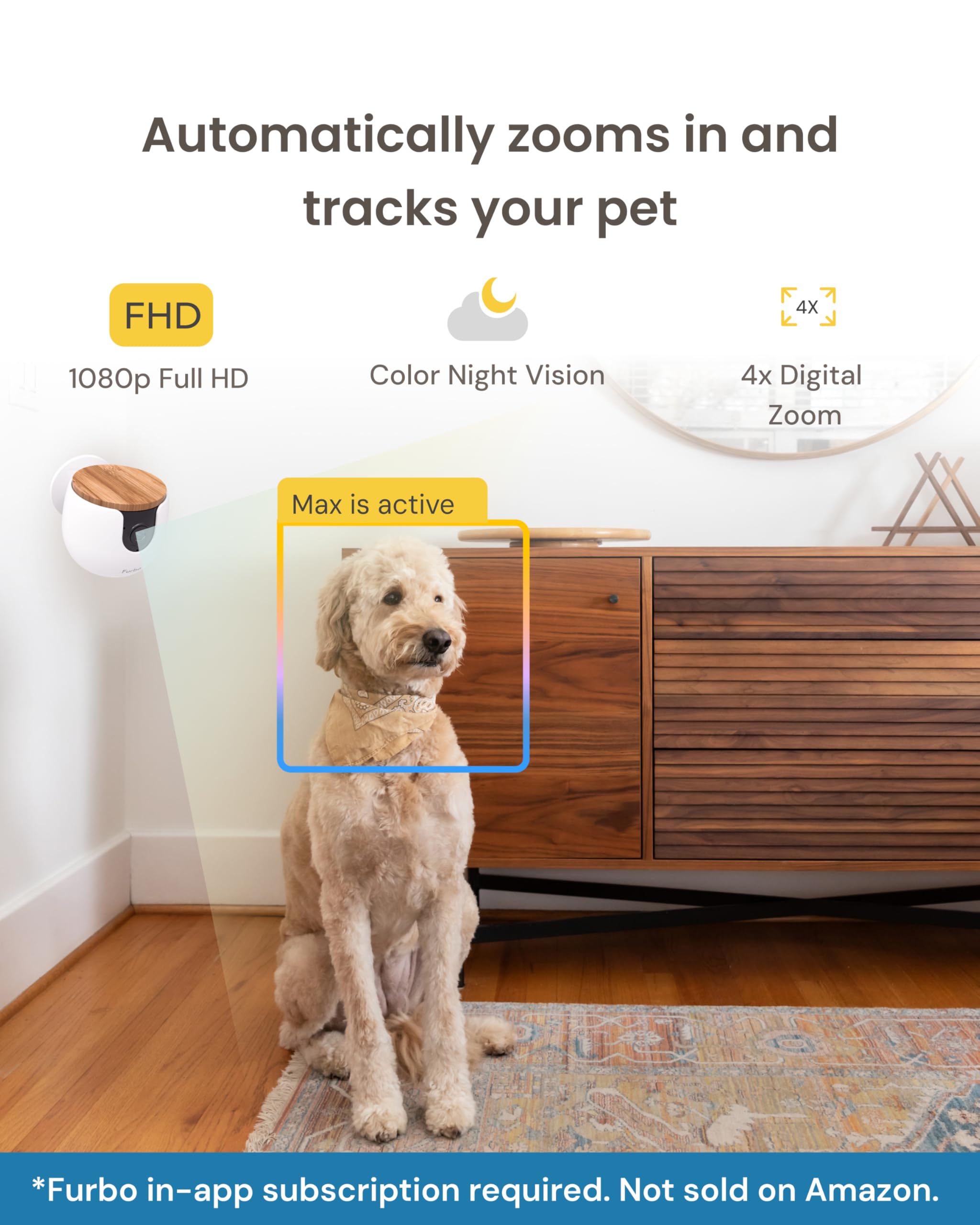 Furbo Nanny alerts demo highlighting real-time barking and meowing notifications