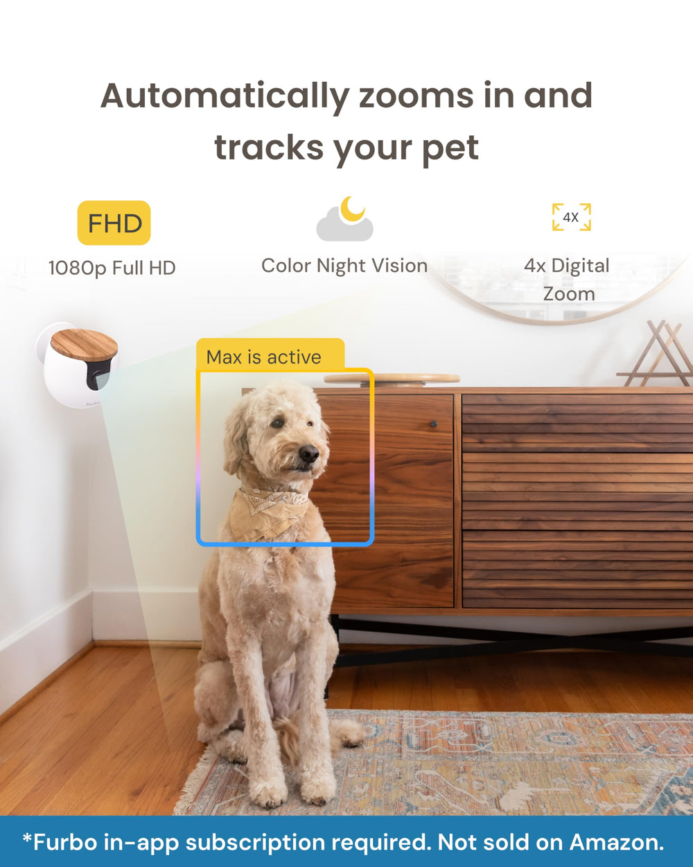 Furbo Nanny alerts demo highlighting real-time barking and meowing notifications