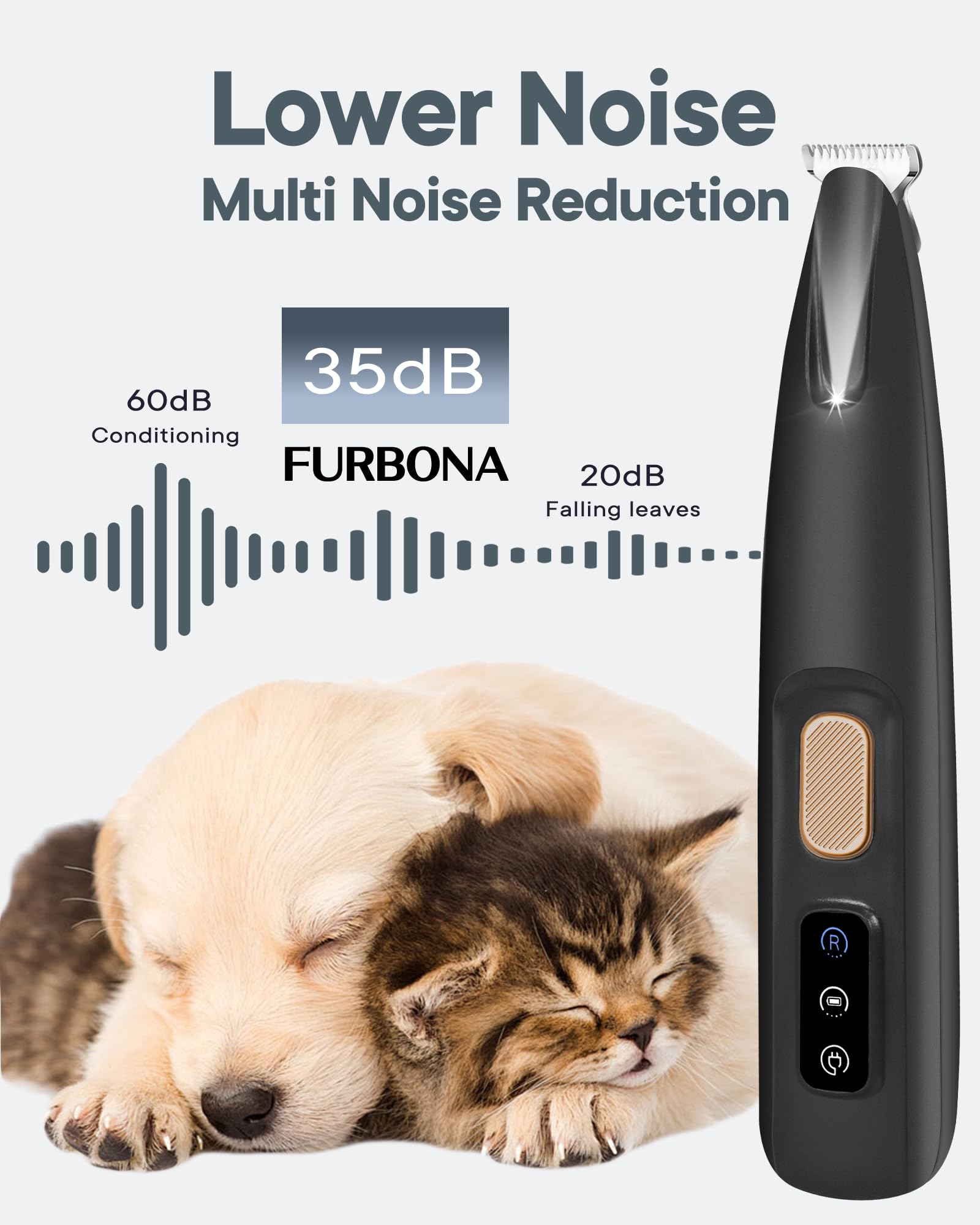 FURBONA paw trimmer LED display clearly shows charge and run status.