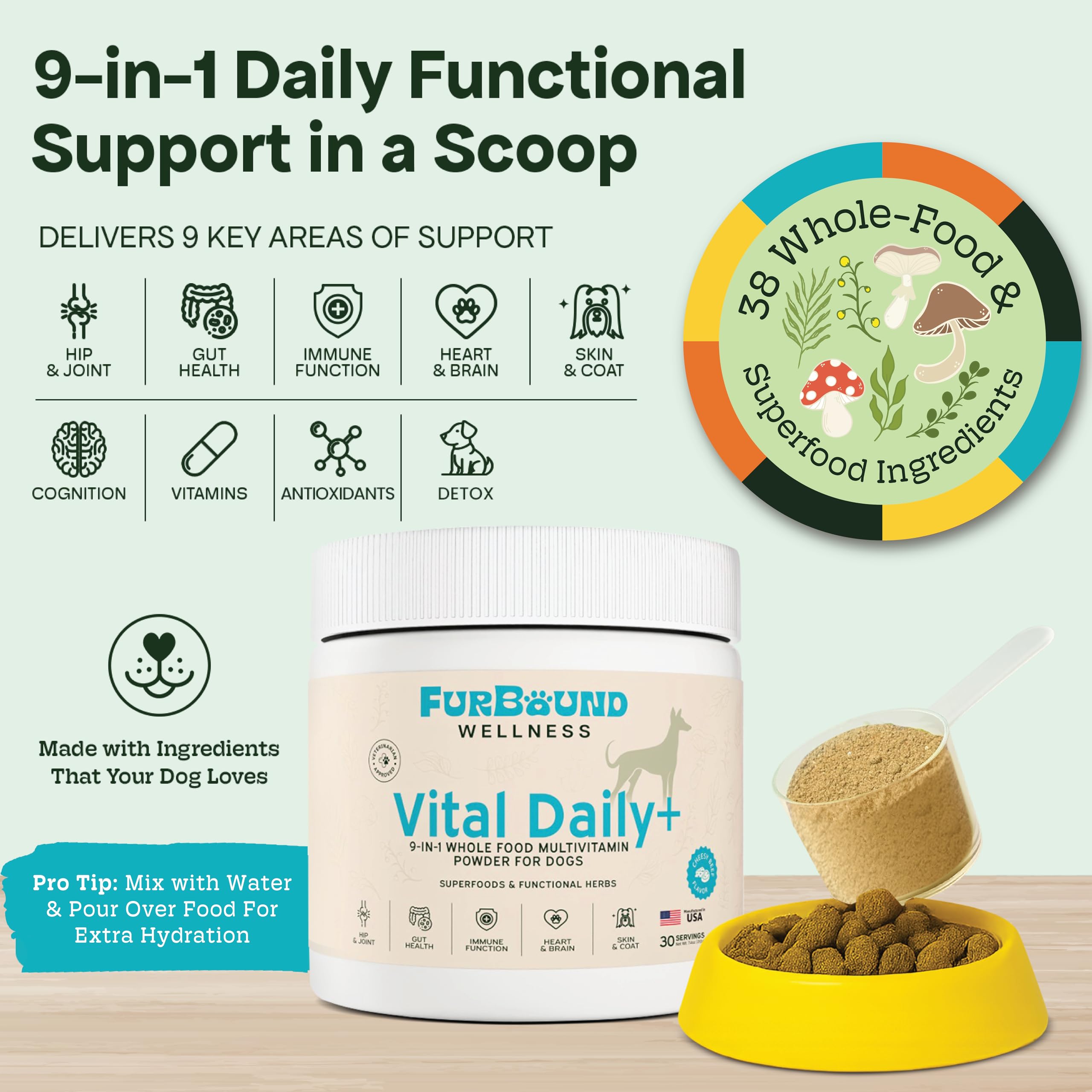 FurBound digestive enzymes and probiotics image shows enhanced gut function and nutrient absorption.