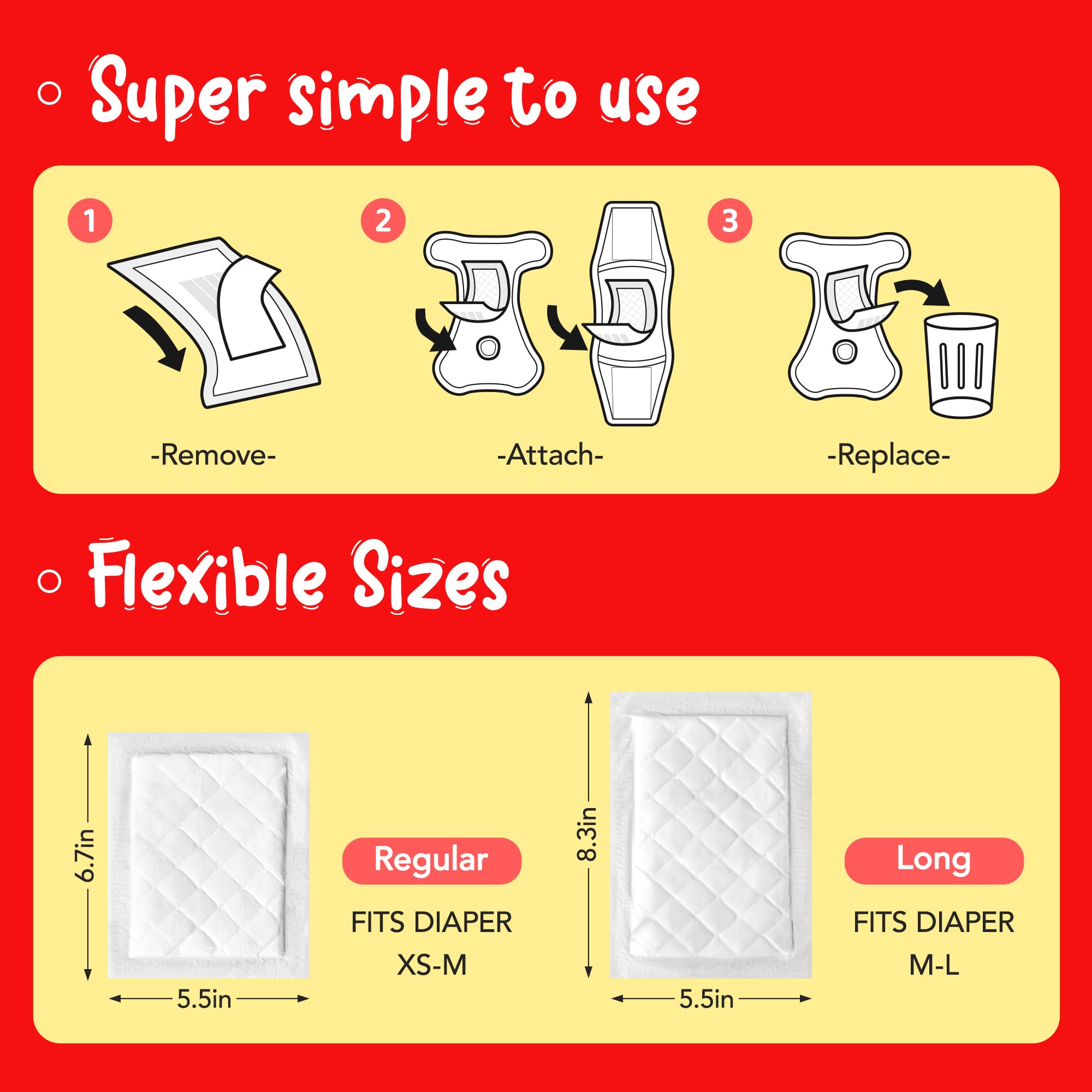 Furcato universal-fit disposable liners attach easily to washable wraps and belly bands.